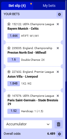 Paripesa Acca 18th to 19th February 2025