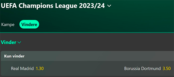 Bet365 Champions League odds