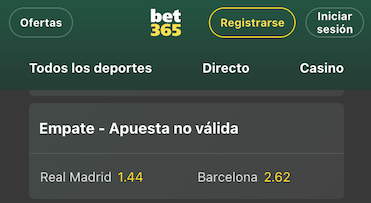 Pronósticos de Bet365 para el Real Madrid vs Barcelona.