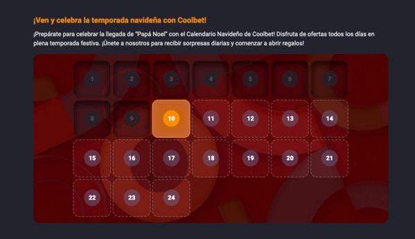 calendario navideño de Coolbet 10-12.