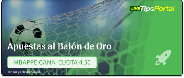 apuesta a mbappe ganador del balon de oro con cuota 4.50.