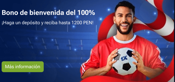 bono de bienvenida de la casa de apuestas deportivas 1xbet peru.