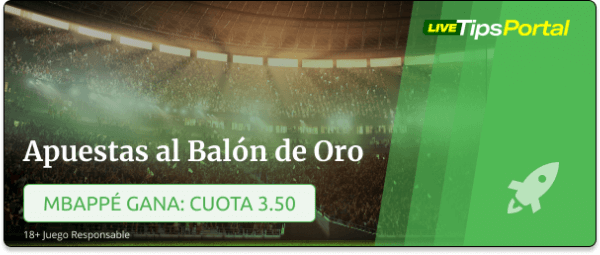 apuestas al balon de oro 2025 con Mbappe como ganador.