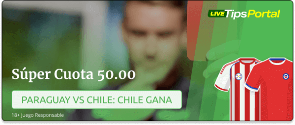 Supercuota de Coolbet de 50.00 para el Paraguay vs Chile