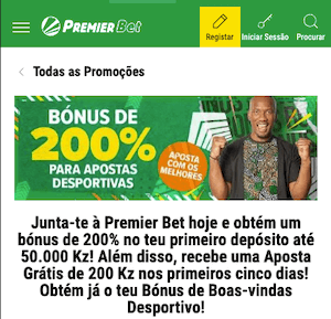 Premierbet Bonus - 200% até 50.000 Kz - Melhor bónus de Angola