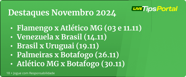 Palpites de apostas - Destaques dos palpites do mês de Novembro 2024